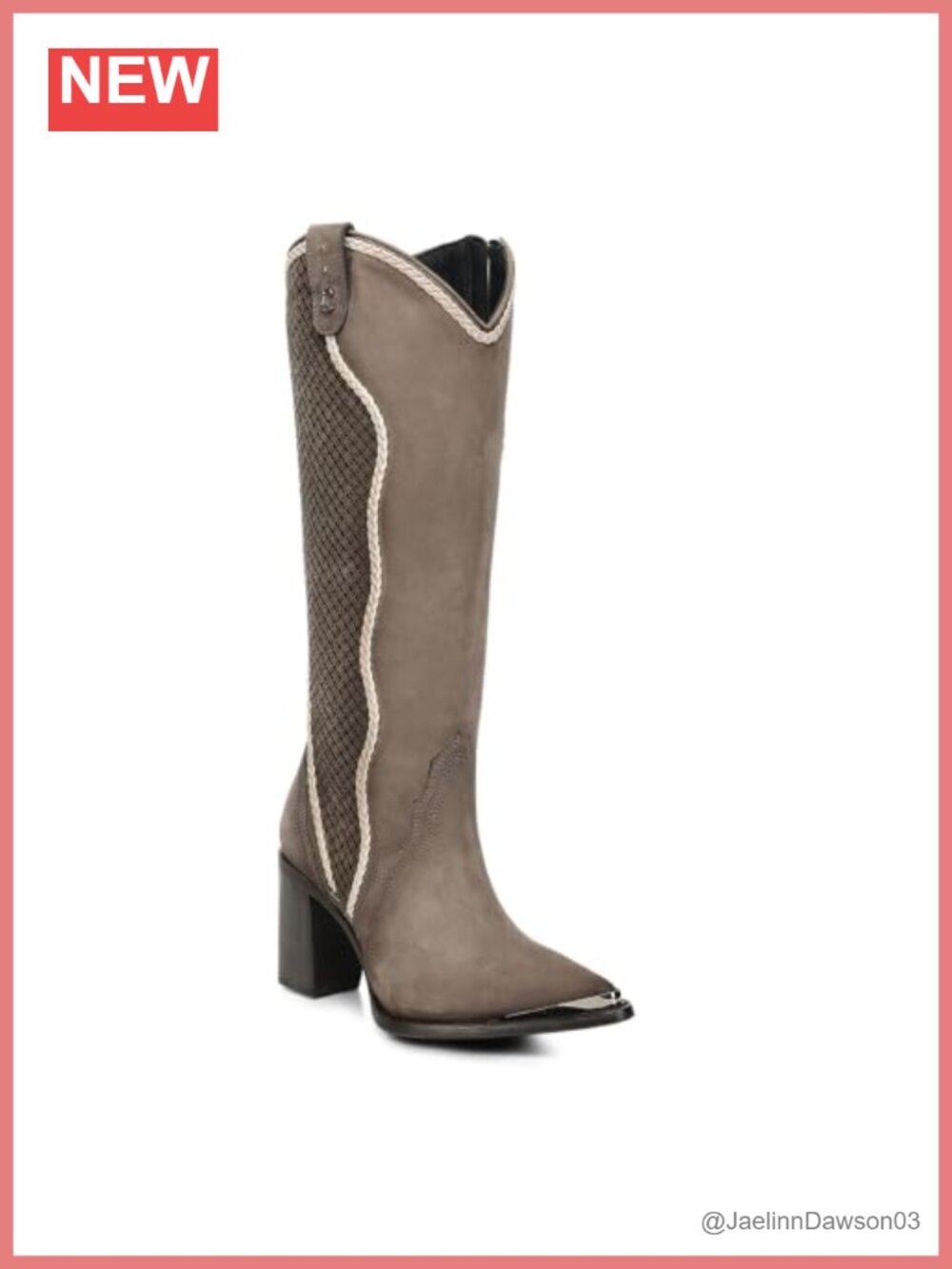 Genuine Calf Leather Tall Western Boots Pointed Toe Zip Closure Handcrafted